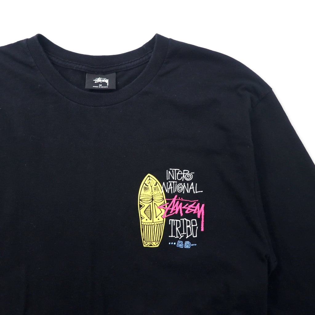 Stussy T-shirt maniche lunghe, taglia M, colore nero, in cotone, con logo ricamato, made in Messico