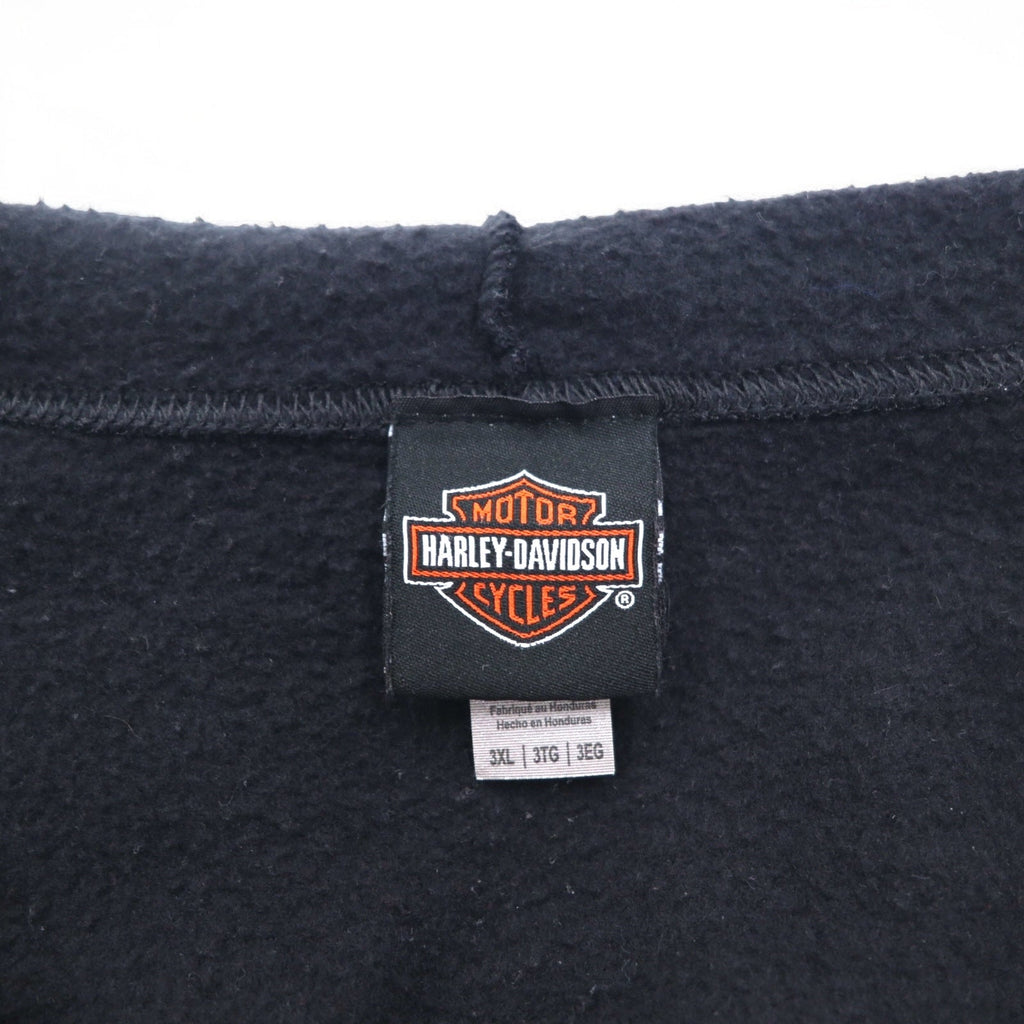 Felpa con cappuccio full zip HARLEY DAVIDSON, taglia grande 3XL, nera, cotone, logo posteriore, teschio
