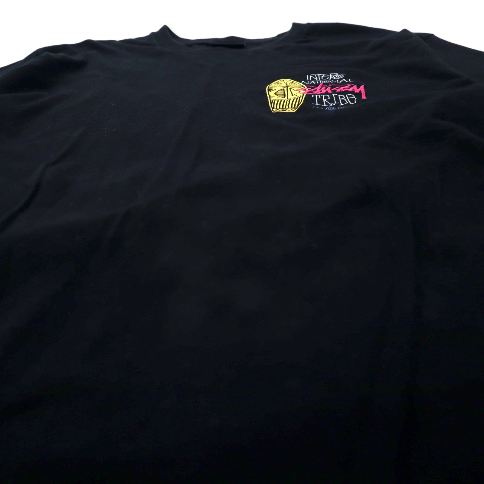 Stussy T-shirt maniche lunghe, taglia M, colore nero, in cotone, con logo ricamato, made in Messico