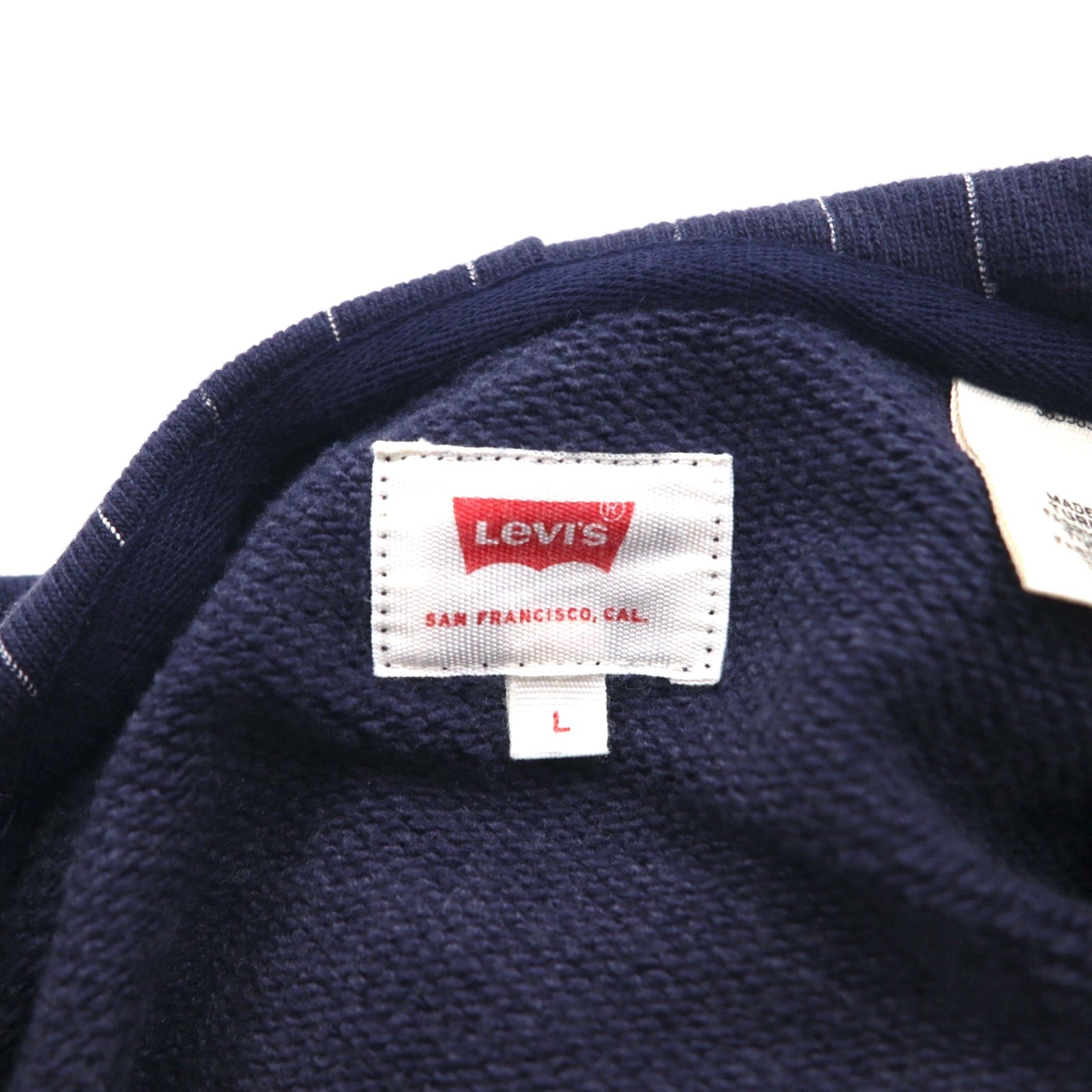 Levi's ウォバッシュ プルオーバー パーカー L ネイビー ストライプ フロントポケット 56808-0018