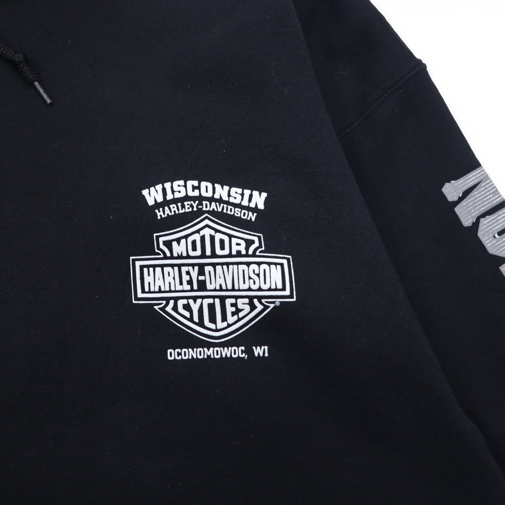Felpa con cappuccio full zip HARLEY DAVIDSON, taglia grande 3XL, nera, cotone, logo posteriore, teschio