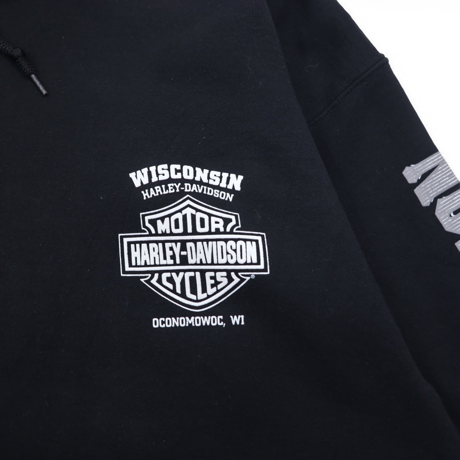 Felpa con cappuccio full zip HARLEY DAVIDSON, taglia grande 3XL, nera, cotone, logo posteriore, teschio