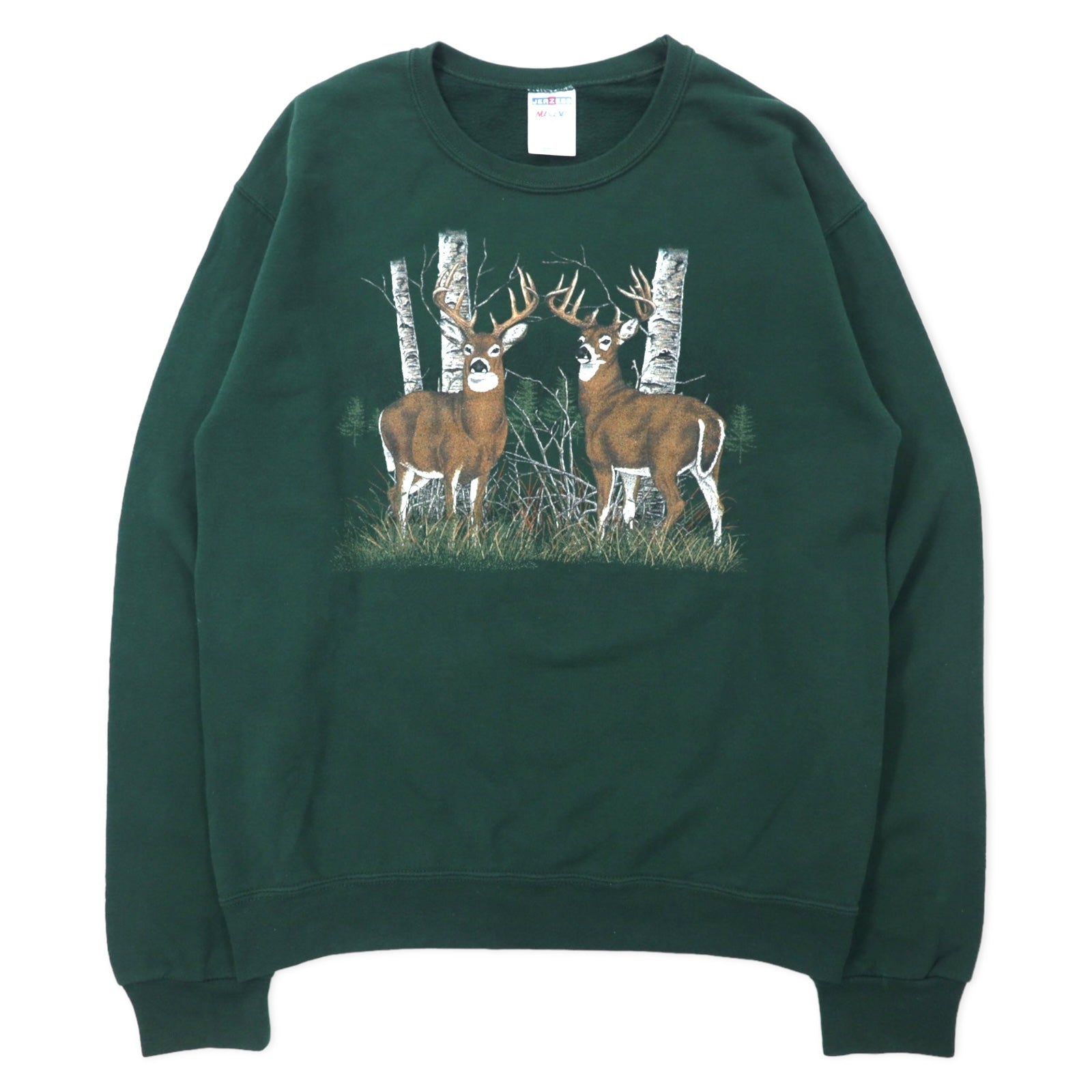 JERZEES felpa con stampa animale S verde cotone NUBLEND cervo Honduras