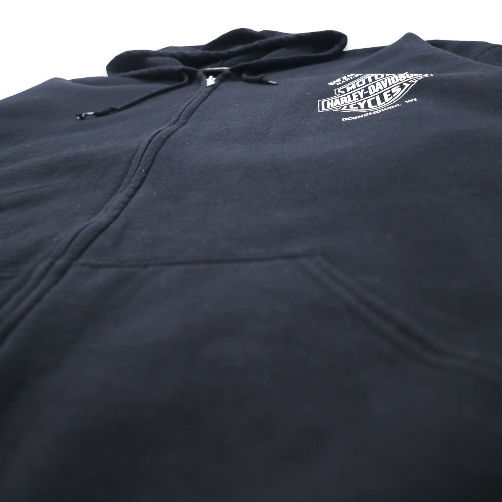 Felpa con cappuccio full zip HARLEY DAVIDSON, taglia grande 3XL, nera, cotone, logo posteriore, teschio