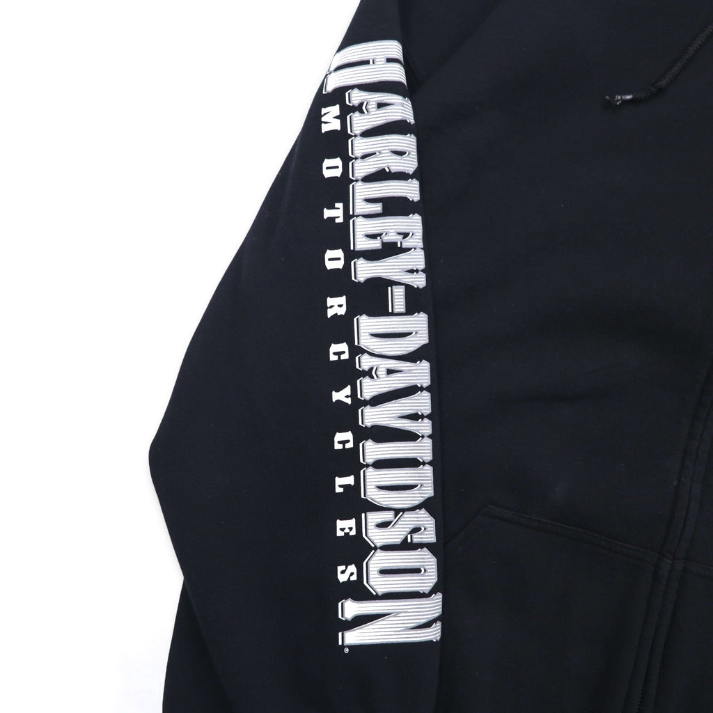 Felpa con cappuccio full zip HARLEY DAVIDSON, taglia grande 3XL, nera, cotone, logo posteriore, teschio