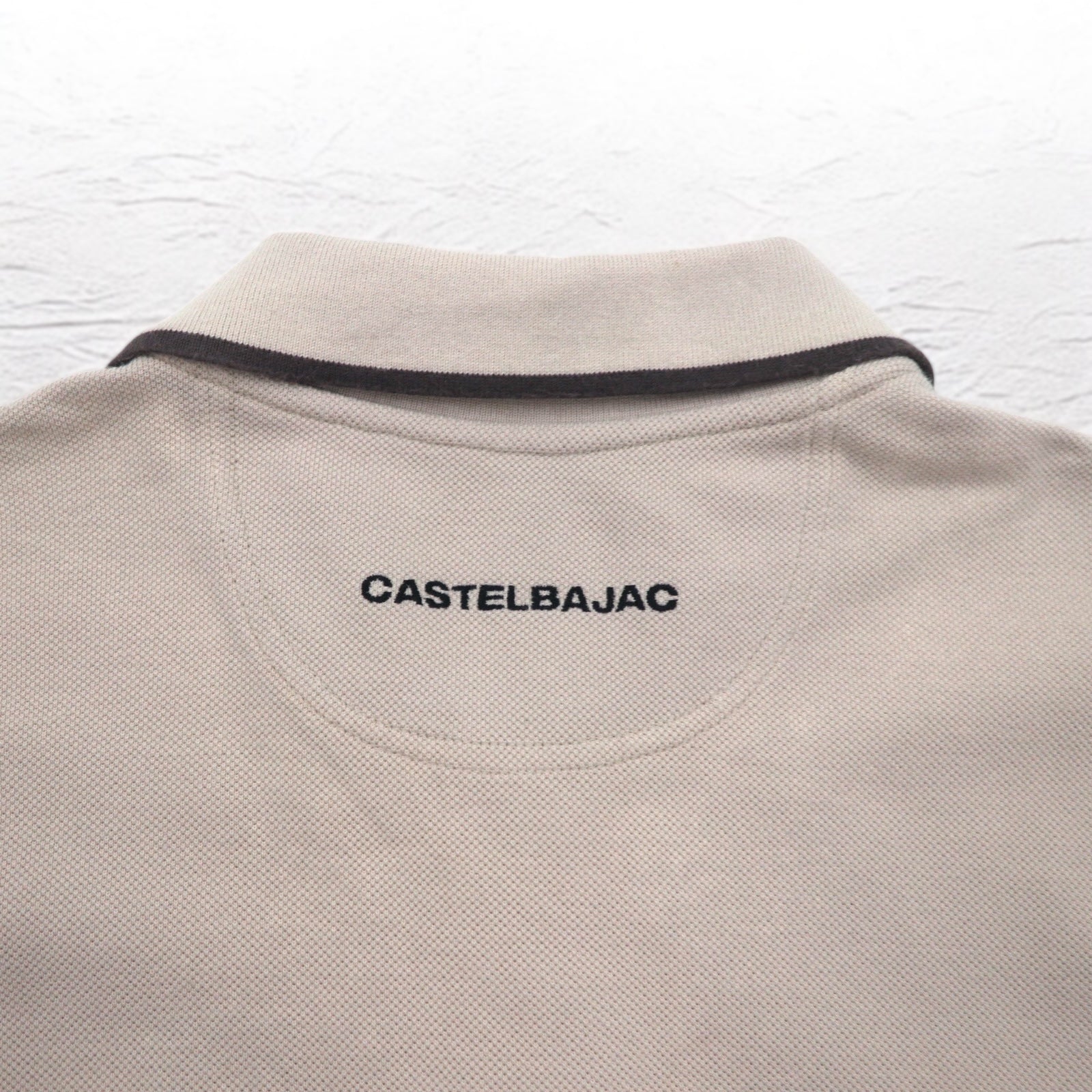 CASTELBAJAC SPORT Anni '90 Polo a maniche lunghe XL Beige Cotone Ricamo di personaggi