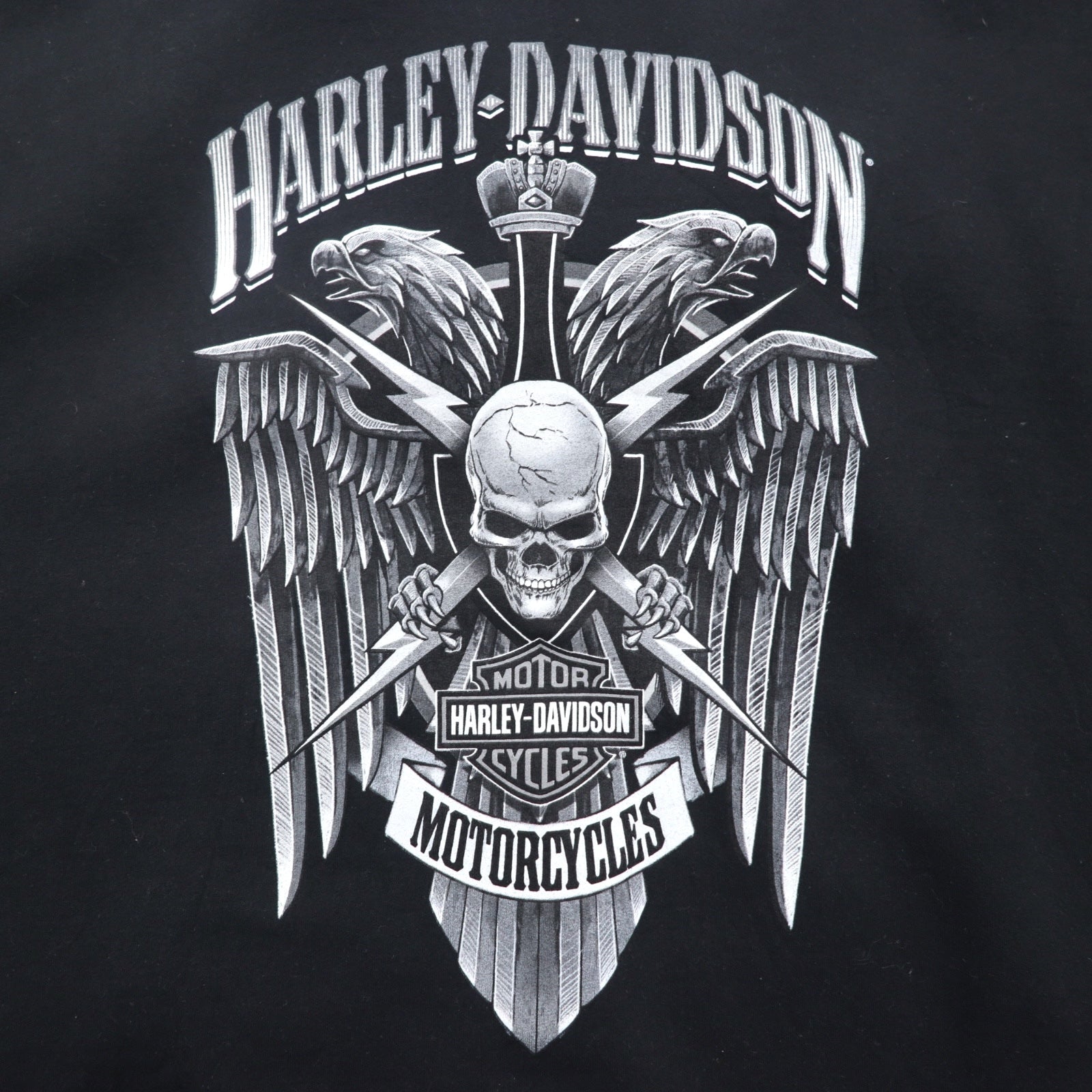 Felpa con cappuccio full zip HARLEY DAVIDSON, taglia grande 3XL, nera, cotone, logo posteriore, teschio