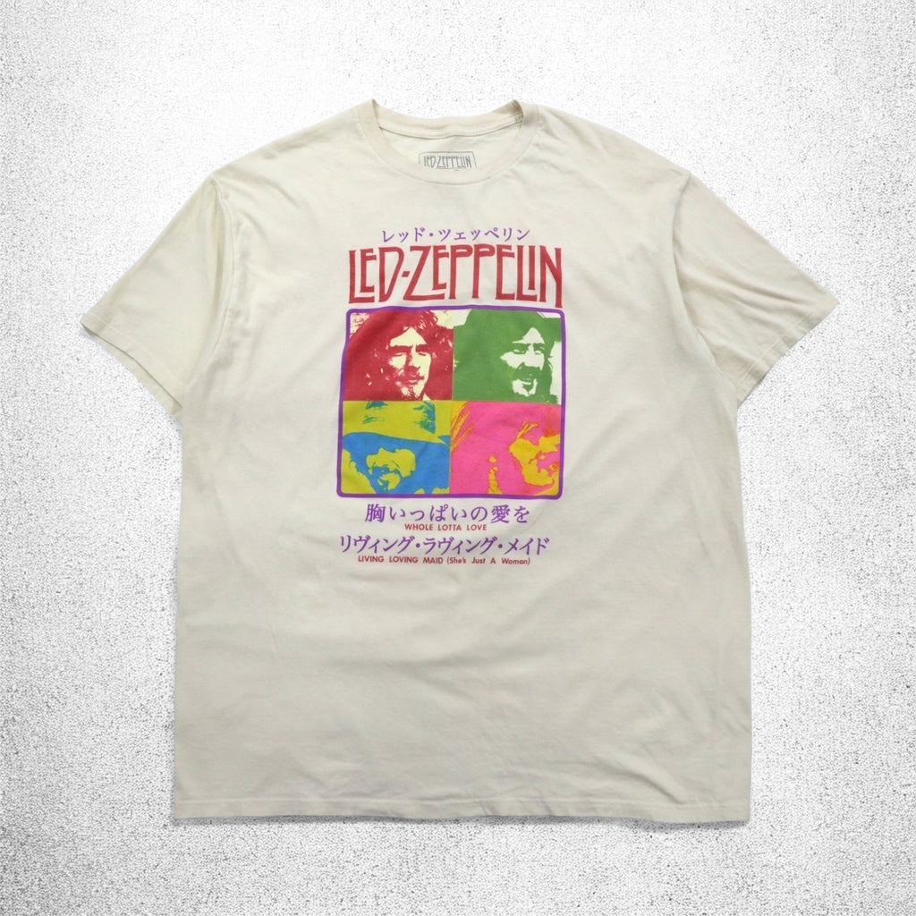 LED ZEPPELIN Led Zeppelin Rock Band Giapponese Titoli Italiani Maglietta 2XL Crema Whole Lotta Love
