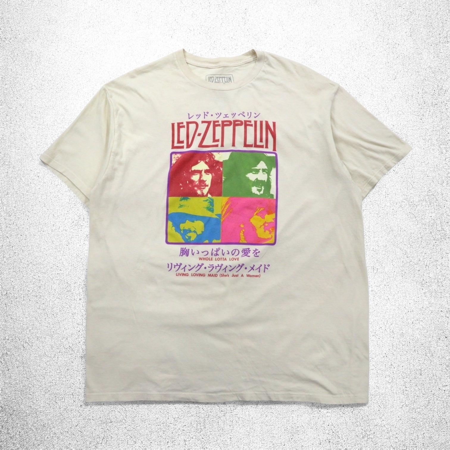 LED ZEPPELIN Led Zeppelin Rock Band Giapponese Titoli Italiani Maglietta 2XL Crema Whole Lotta Love