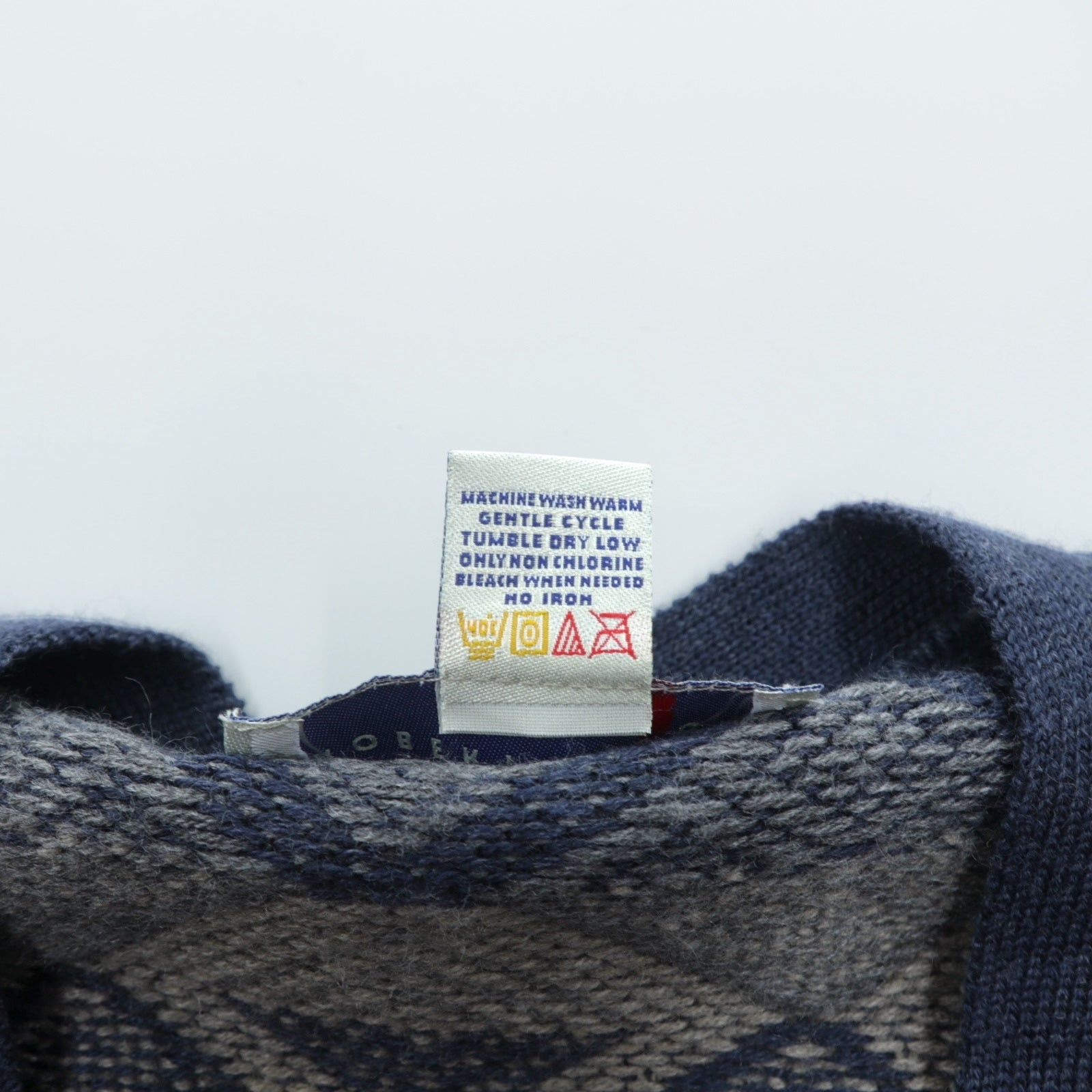 ROBERT STOCK 90年代 ジャガード ニット Vネック カーディガン XL ネイビー ボーダー