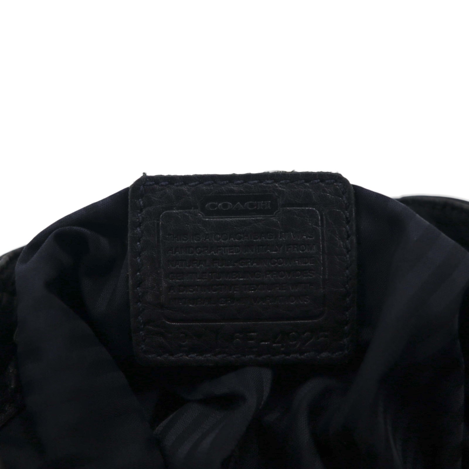 COACH イタリア製 オールドコーチ ペプルドレザー 巾着 リュックサック バックパック 牛革 L6E-4925 シボ革