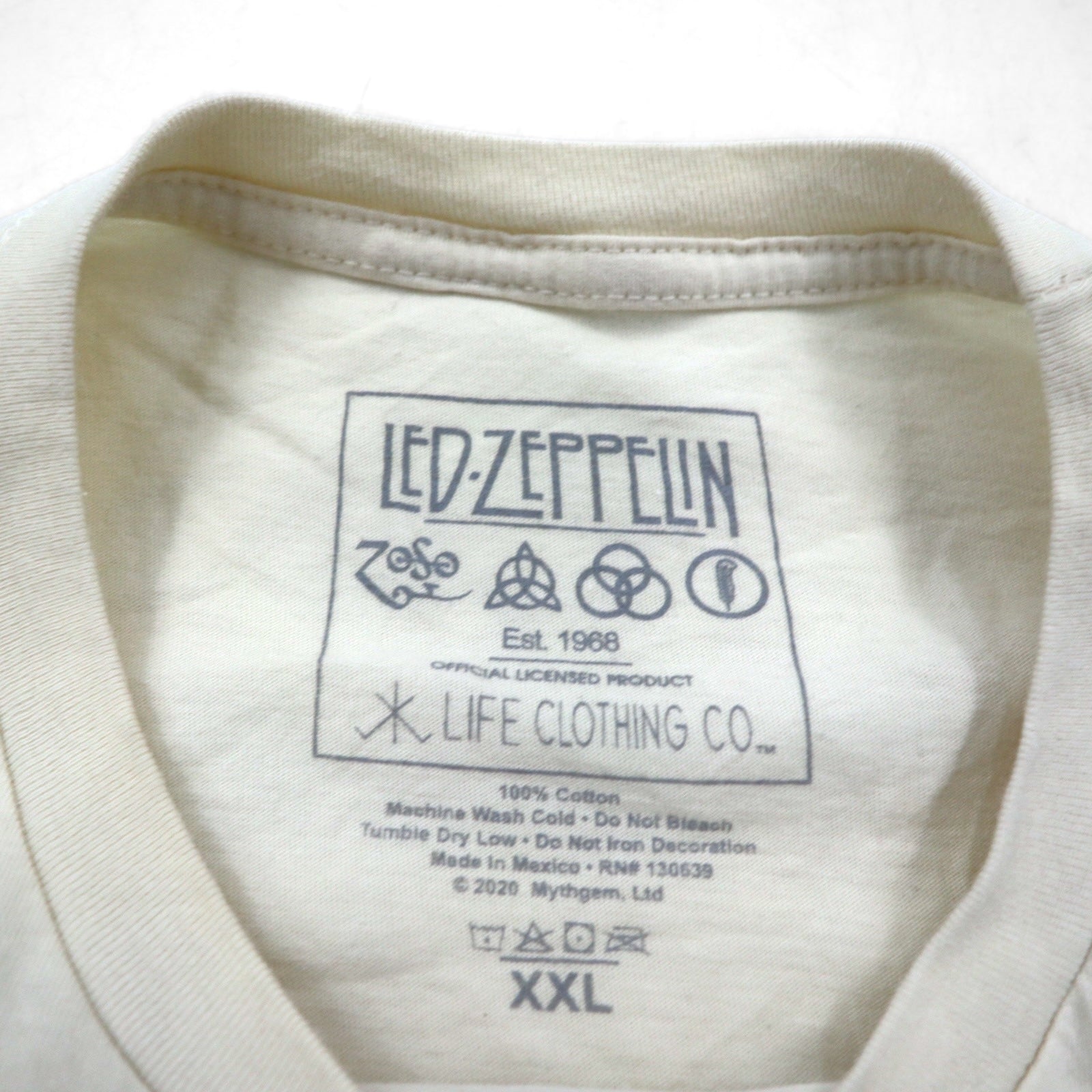 LED ZEPPELIN Led Zeppelin Rock Band Giapponese Titoli Italiani Maglietta 2XL Crema Whole Lotta Love