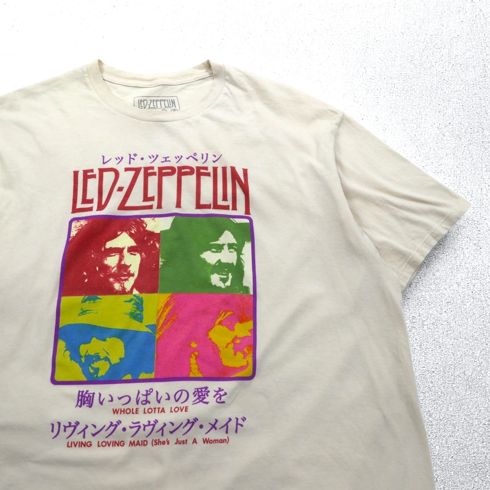 LED ZEPPELIN Led Zeppelin Rock Band Giapponese Titoli Italiani Maglietta 2XL Crema Whole Lotta Love