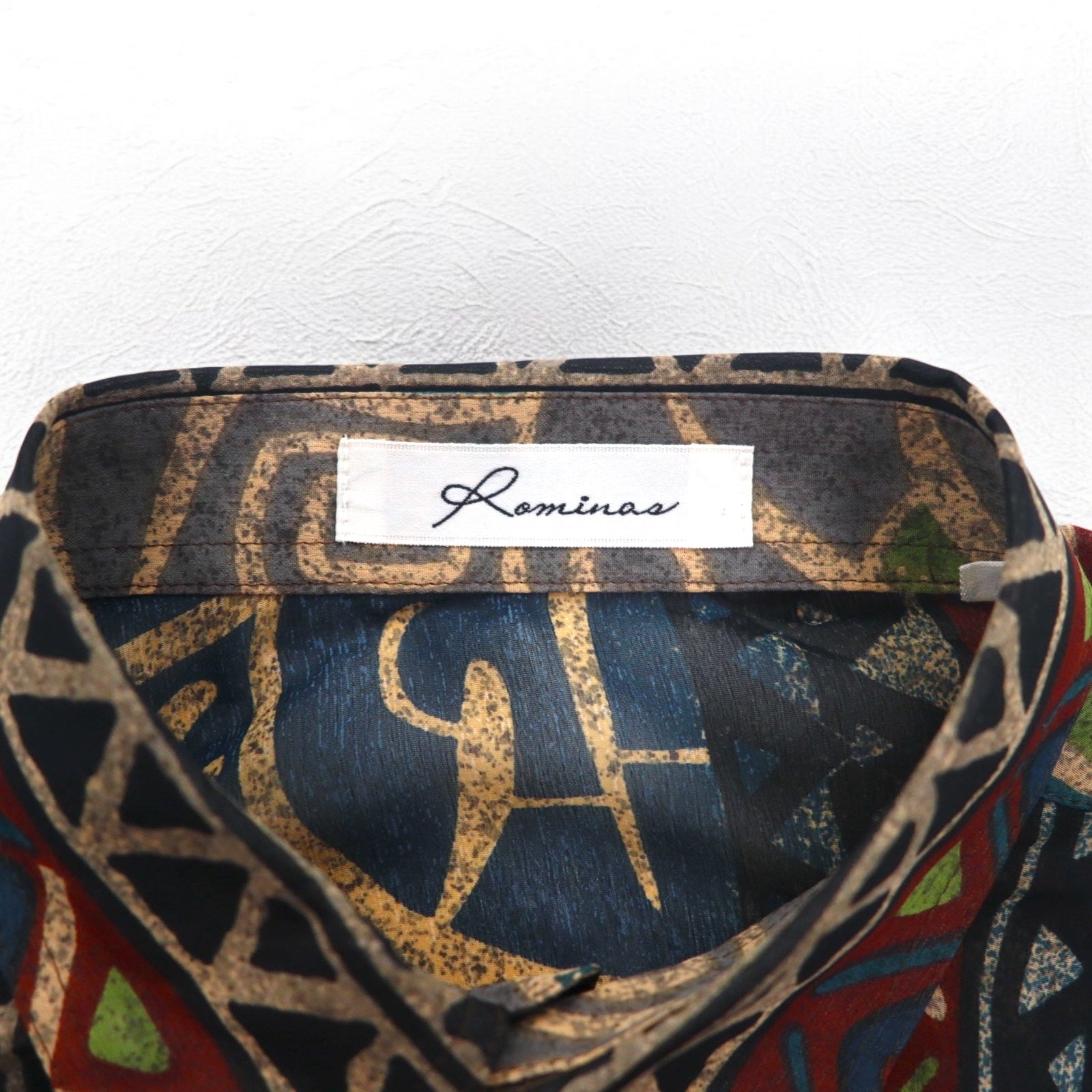 Vintage 90s Japan Made Native Shirt Roman Rominas 90年代 レトロ 総柄 ポリシャツ M ネイティブ 日本製 未使用品