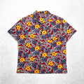 CHAPS RALPH LAUREN anni '90 camicia hawaiana taglia L rossa, fantasia completa, ibisco, taschino sul petto