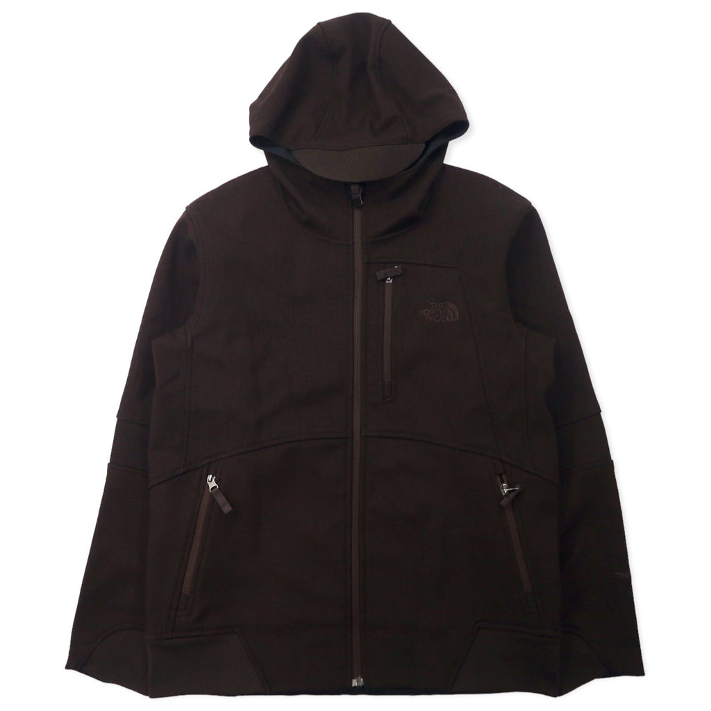 THE NORTH FACE エイペックス ソフトシェルジャケット フーディー M ブラウン ポリエステル フリースライナー ロゴ刺繍 TNF APEX