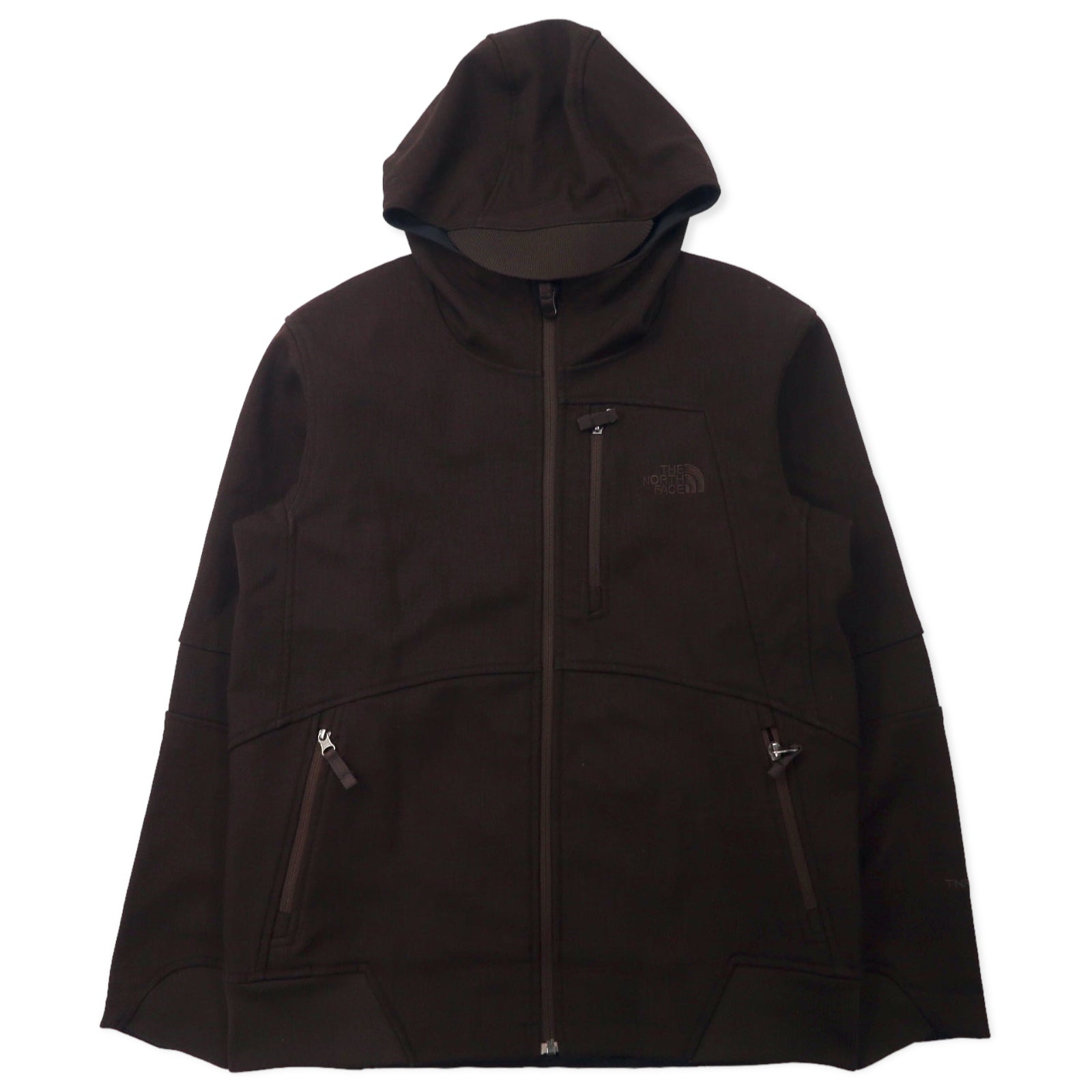 THE NORTH FACE エイペックス ソフトシェルジャケット フーディー M ブラウン ポリエステル フリースライナー ロゴ刺繍 TNF APEX