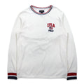 POLO RALPH LAUREN T-shirt termica a maniche lunghe con profili a costine L bianca tricolore USA POLO bandiera a stelle e strisce