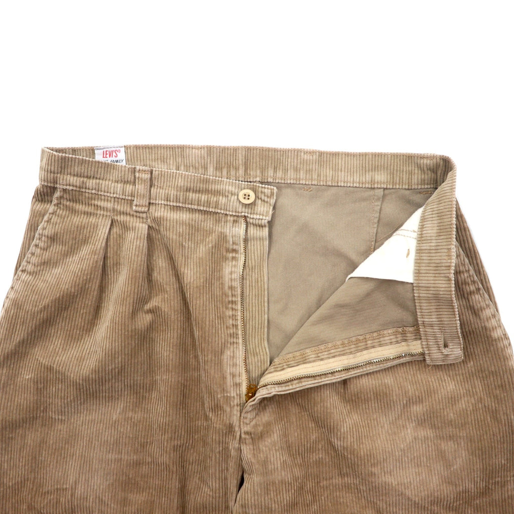 LEVI'S Pantaloni in velluto a coste ampi con pinces anni '90, fabbricati in Gran Bretagna, beige, cotone, PANT FAMILY 299 3484 4584