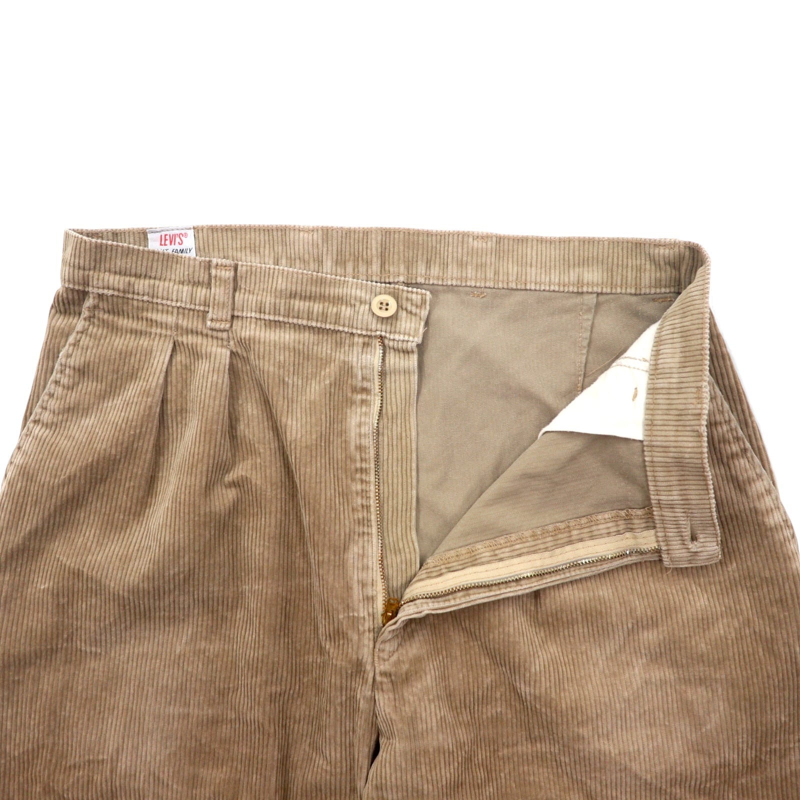 LEVI'S Pantaloni in velluto a coste ampi con pinces anni '90, fabbricati in Gran Bretagna, beige, cotone, PANT FAMILY 299 3484 4584