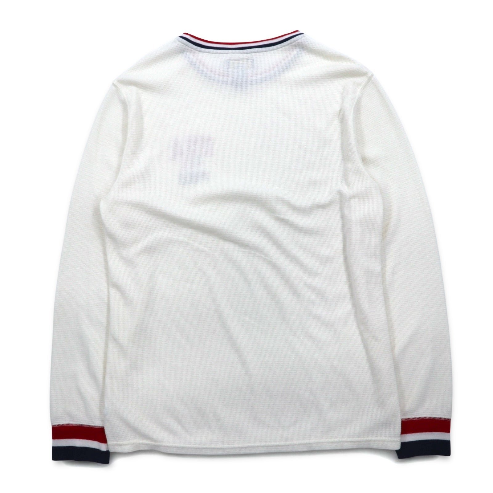 POLO RALPH LAUREN T-shirt termica a maniche lunghe con profili a costine L bianca tricolore USA POLO bandiera a stelle e strisce