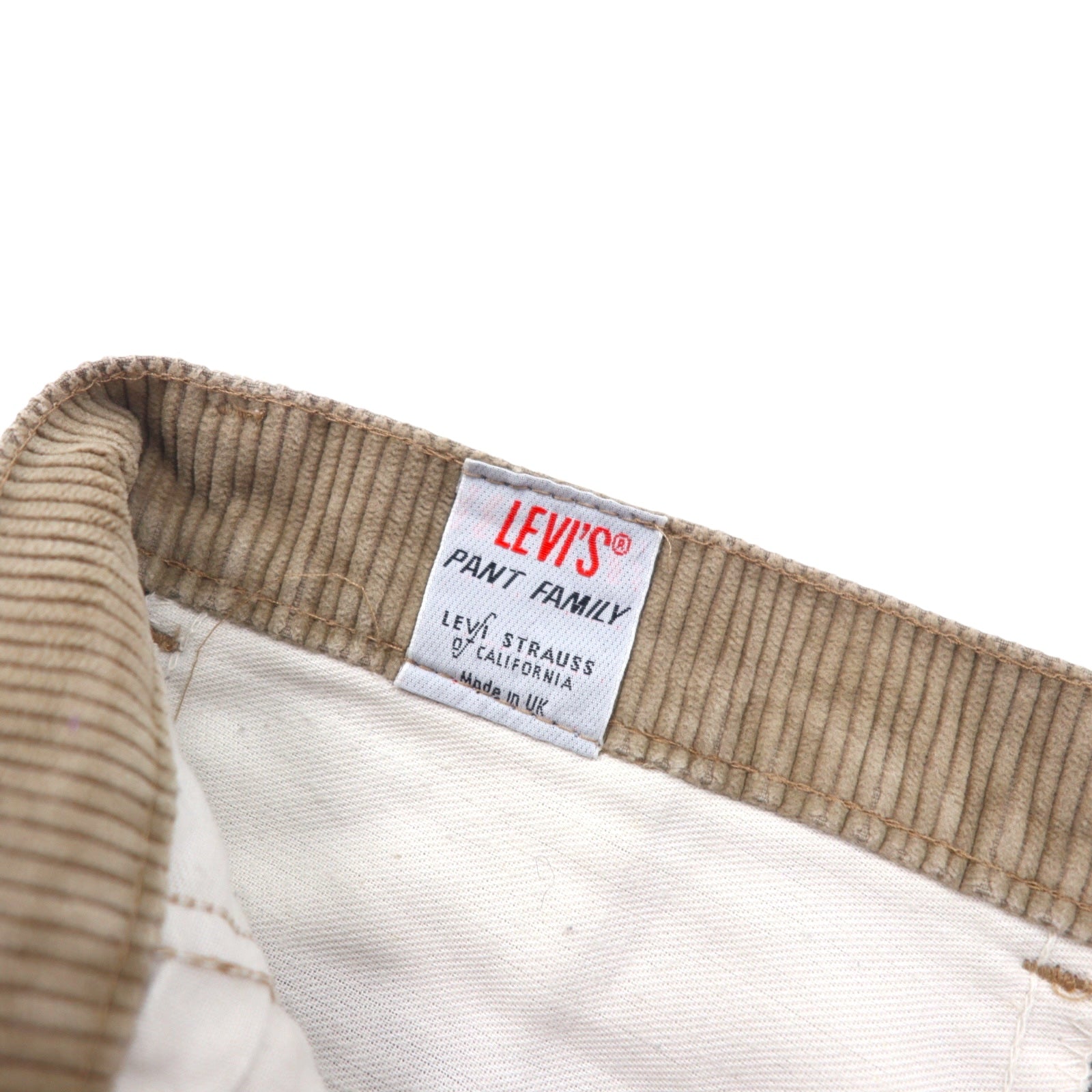 LEVI'S Pantaloni in velluto a coste ampi con pinces anni '90, fabbricati in Gran Bretagna, beige, cotone, PANT FAMILY 299 3484 4584