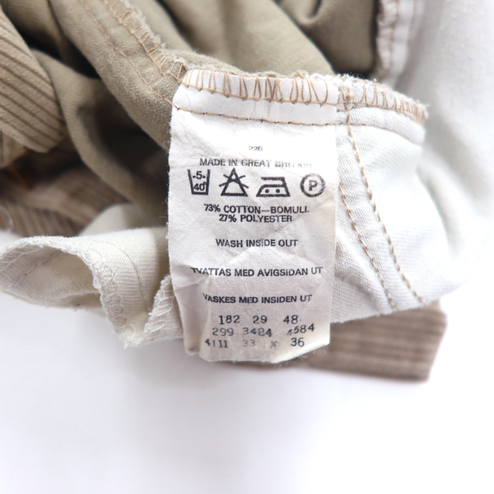 LEVI'S Pantaloni in velluto a coste ampi con pinces anni '90, fabbricati in Gran Bretagna, beige, cotone, PANT FAMILY 299 3484 4584