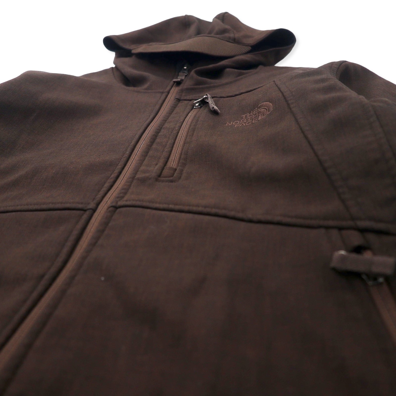 THE NORTH FACE エイペックス ソフトシェルジャケット フーディー M ブラウン ポリエステル フリースライナー ロゴ刺繍 TNF APEX