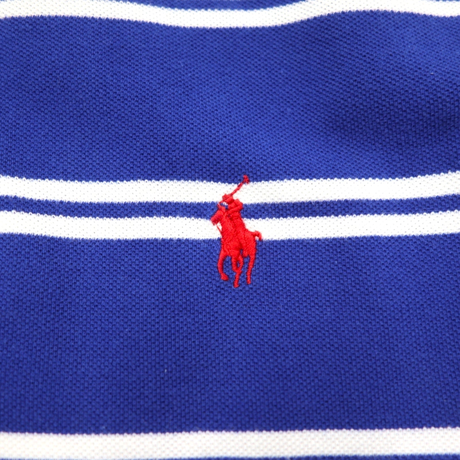 Polo by Ralph Lauren Polo a righe anni '90 M Blu Cotone Piquet Ricamo pony piccolo