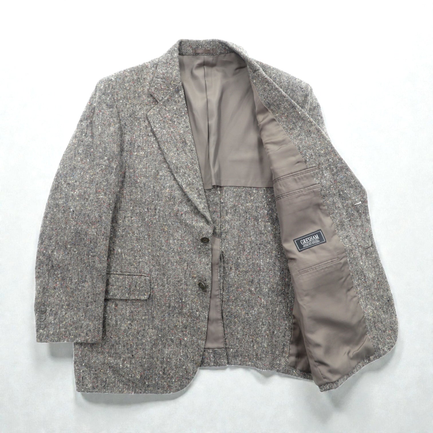 GRESHAM 90年代 ツイード テーラードジャケット ネップ 2B ブレザー M グレー ウール