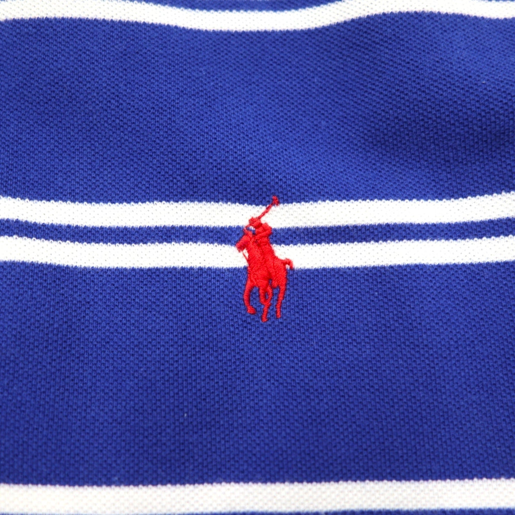 Polo by Ralph Lauren Polo a righe anni '90 M Blu Cotone Piquet Ricamo pony piccolo