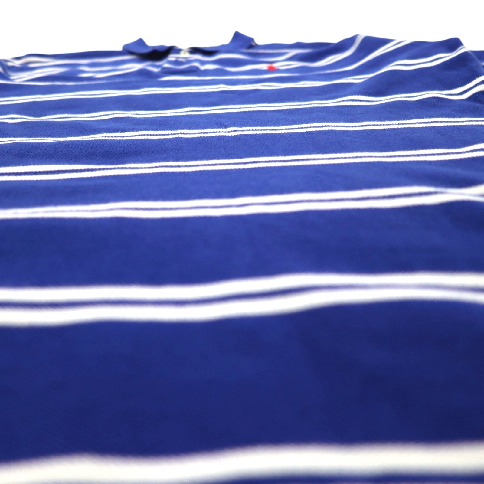 Polo by Ralph Lauren Polo a righe anni '90 M Blu Cotone Piquet Ricamo pony piccolo