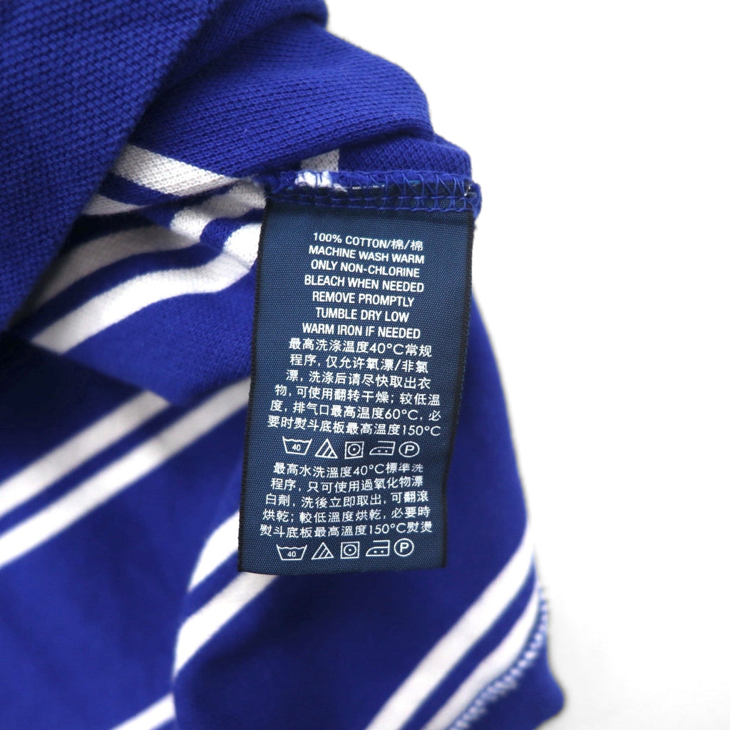 Polo by Ralph Lauren Polo a righe anni '90 M Blu Cotone Piquet Ricamo pony piccolo
