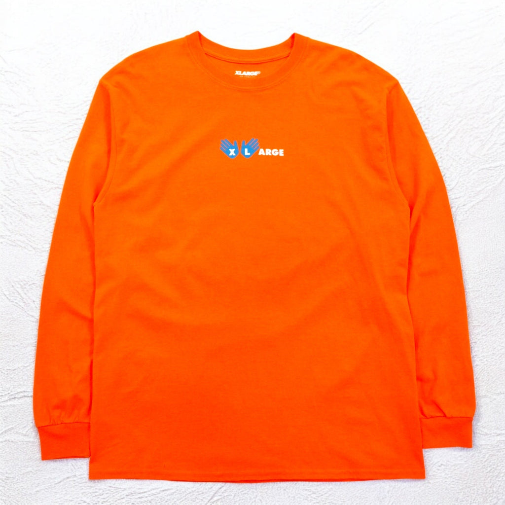 X-LARGE T-shirt a maniche lunghe con stampa logo L Arancione Cotone Stampa fronte-retro