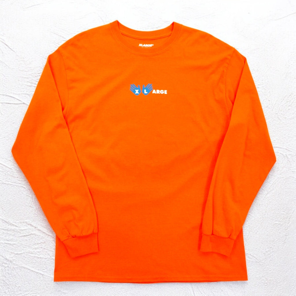 X-LARGE T-shirt a maniche lunghe con stampa logo L Arancione Cotone Stampa fronte-retro