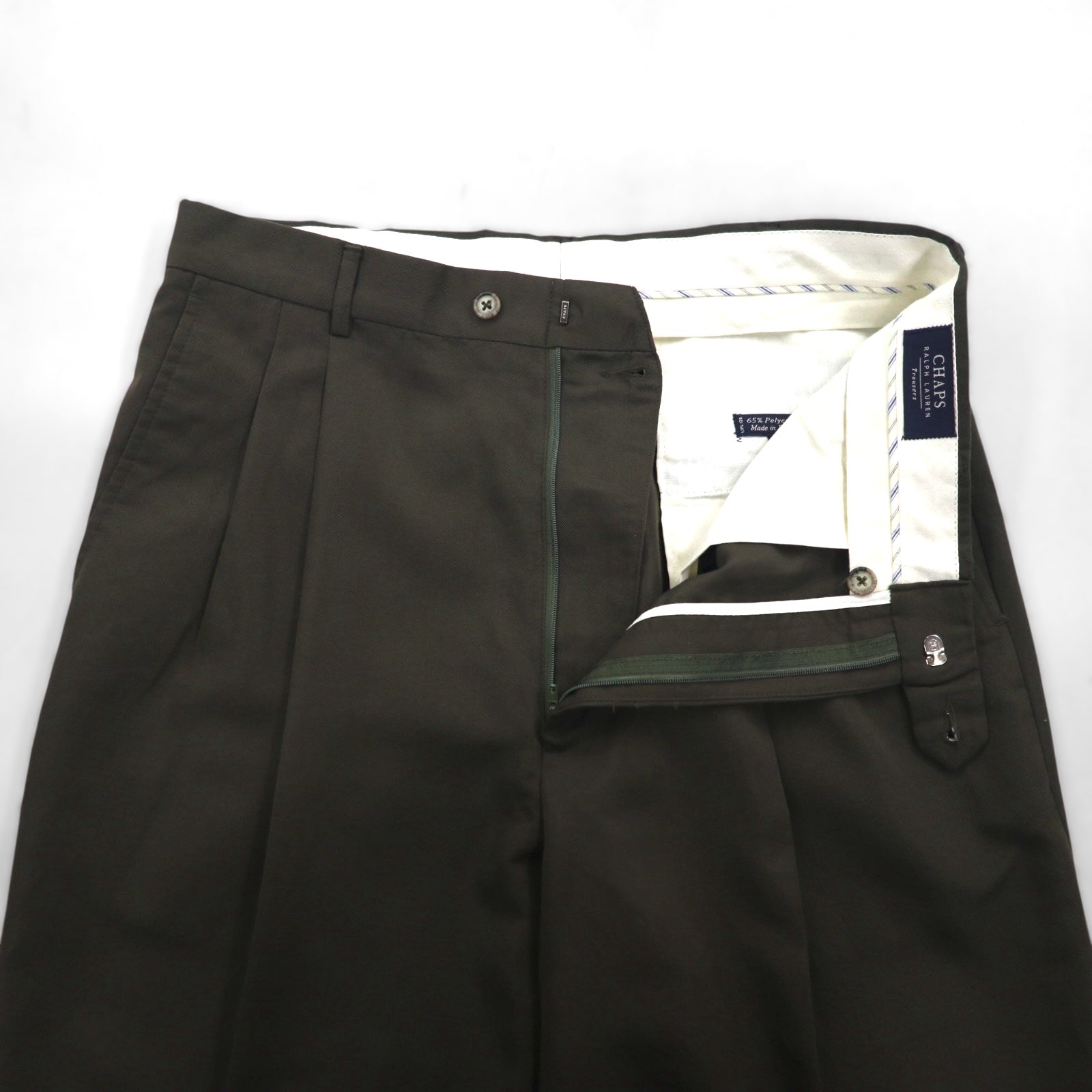 CHAPS RALPH LAUREN 90年代 2タック ワイド スラックスパンツ  L カーキ Trousers