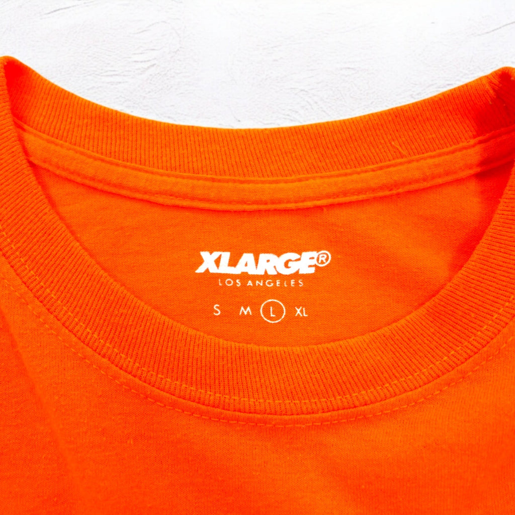X-LARGE T-shirt a maniche lunghe con stampa logo L Arancione Cotone Stampa fronte-retro