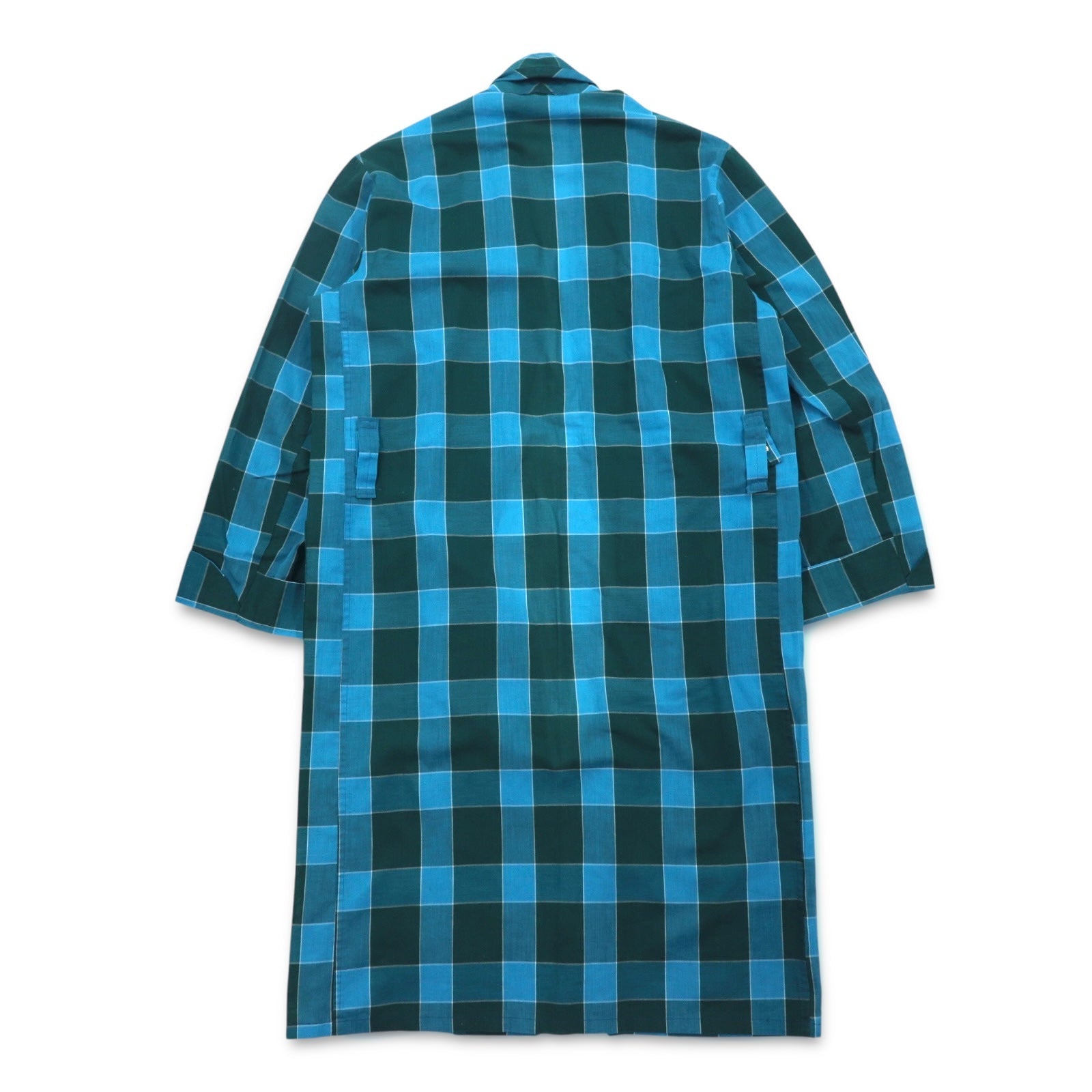 Sears 70年代 ガウンコート M ブルー チェック コットン ポリエステル PERMA PREST
