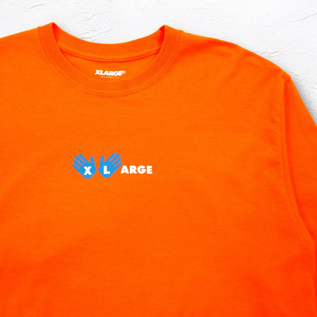 X-LARGE T-shirt a maniche lunghe con stampa logo L Arancione Cotone Stampa fronte-retro
