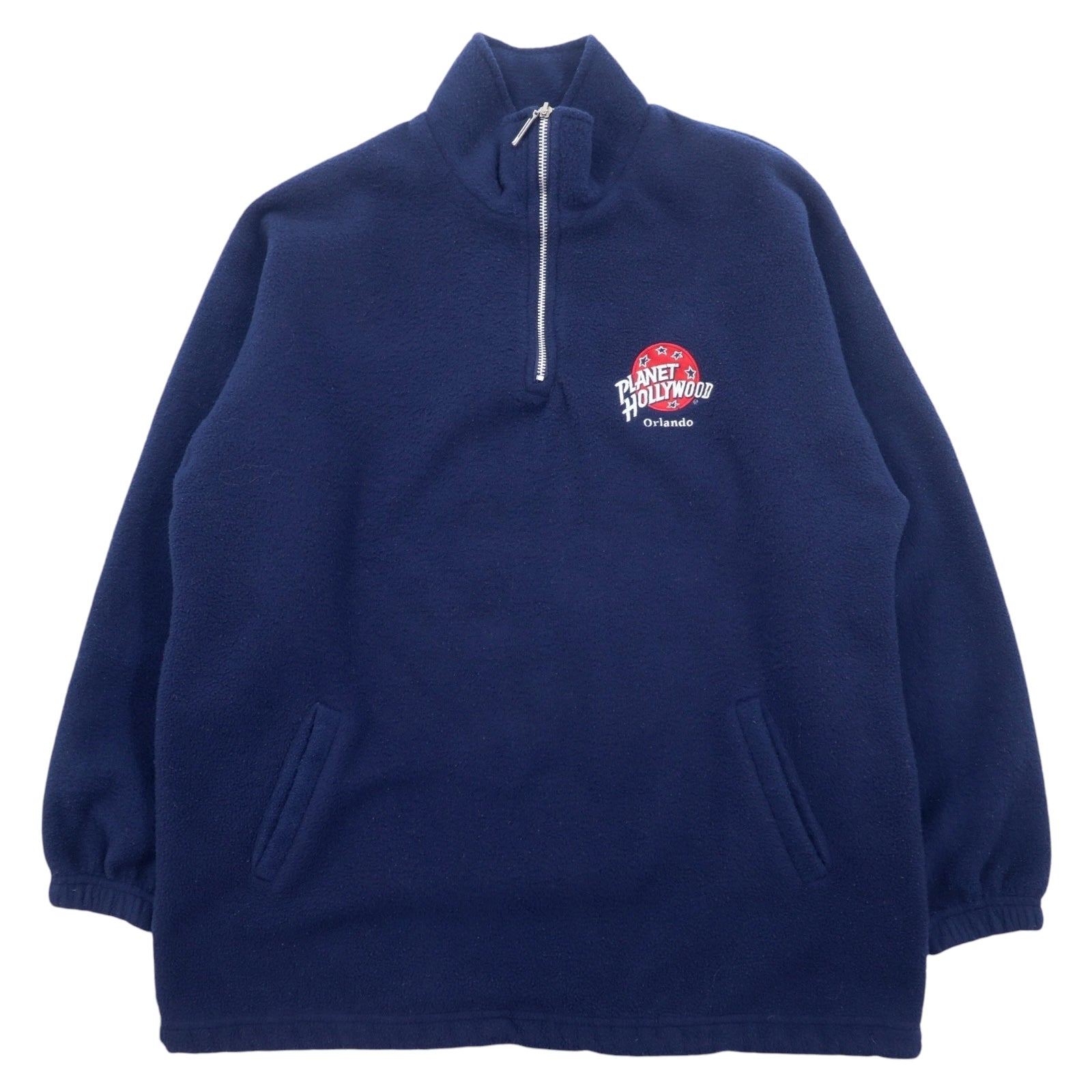 PLANET HOLLYWOOD Anni '90 Made in USA Giacca in pile a mezza zip L Navy ORLANDO Coulisse