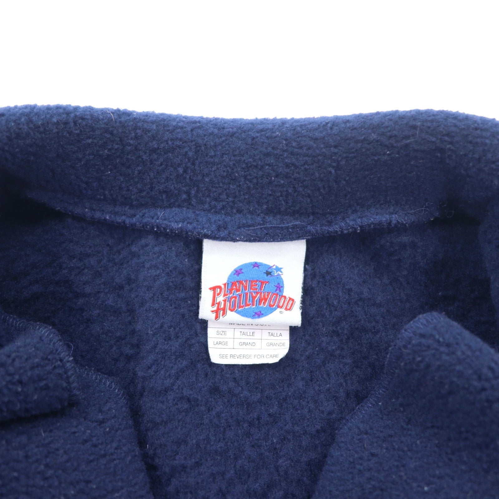 PLANET HOLLYWOOD Anni '90 Made in USA Giacca in pile a mezza zip L Navy ORLANDO Coulisse