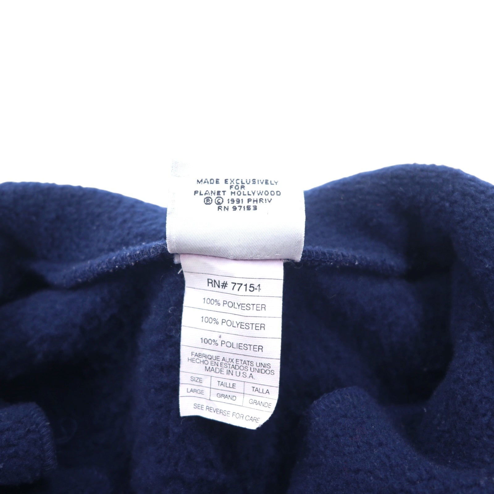 PLANET HOLLYWOOD Anni '90 Made in USA Giacca in pile a mezza zip L Navy ORLANDO Coulisse