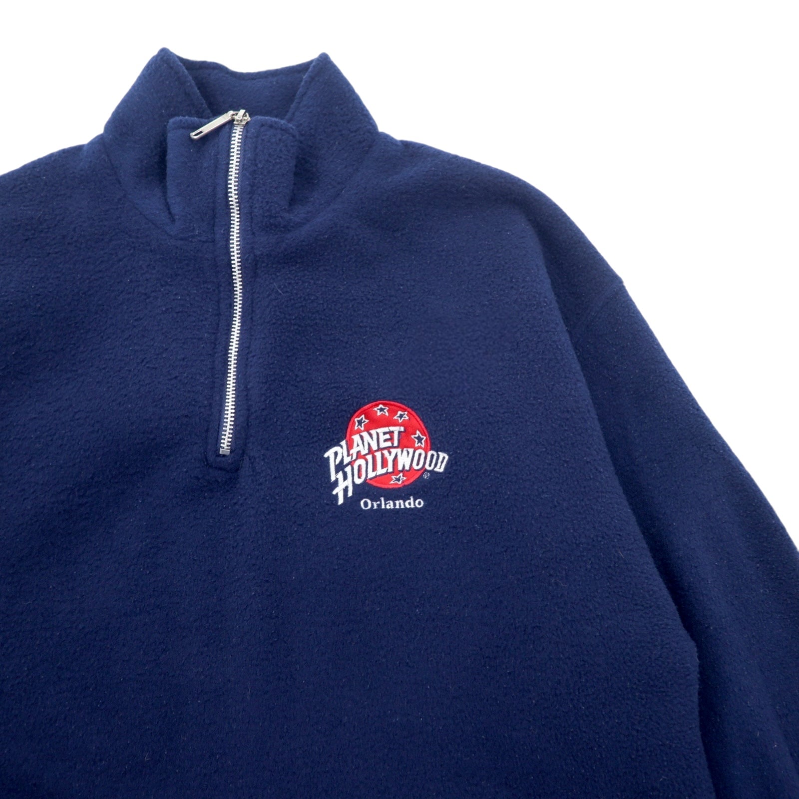 PLANET HOLLYWOOD Anni '90 Made in USA Giacca in pile a mezza zip L Navy ORLANDO Coulisse