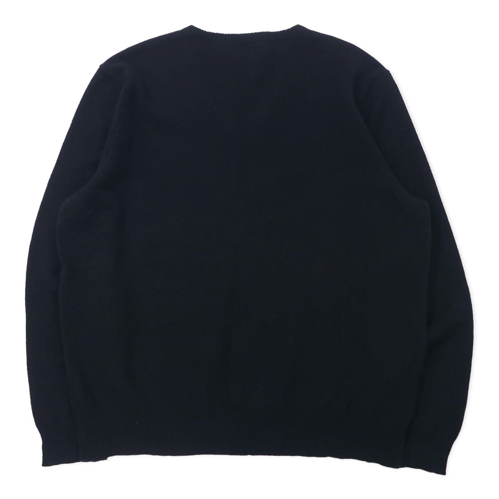 Polo by Ralph Lauren Maglione con scollo a V, taglia XXL, nero, in lana d'agnello, ricamo piccolo pony, taglia grande