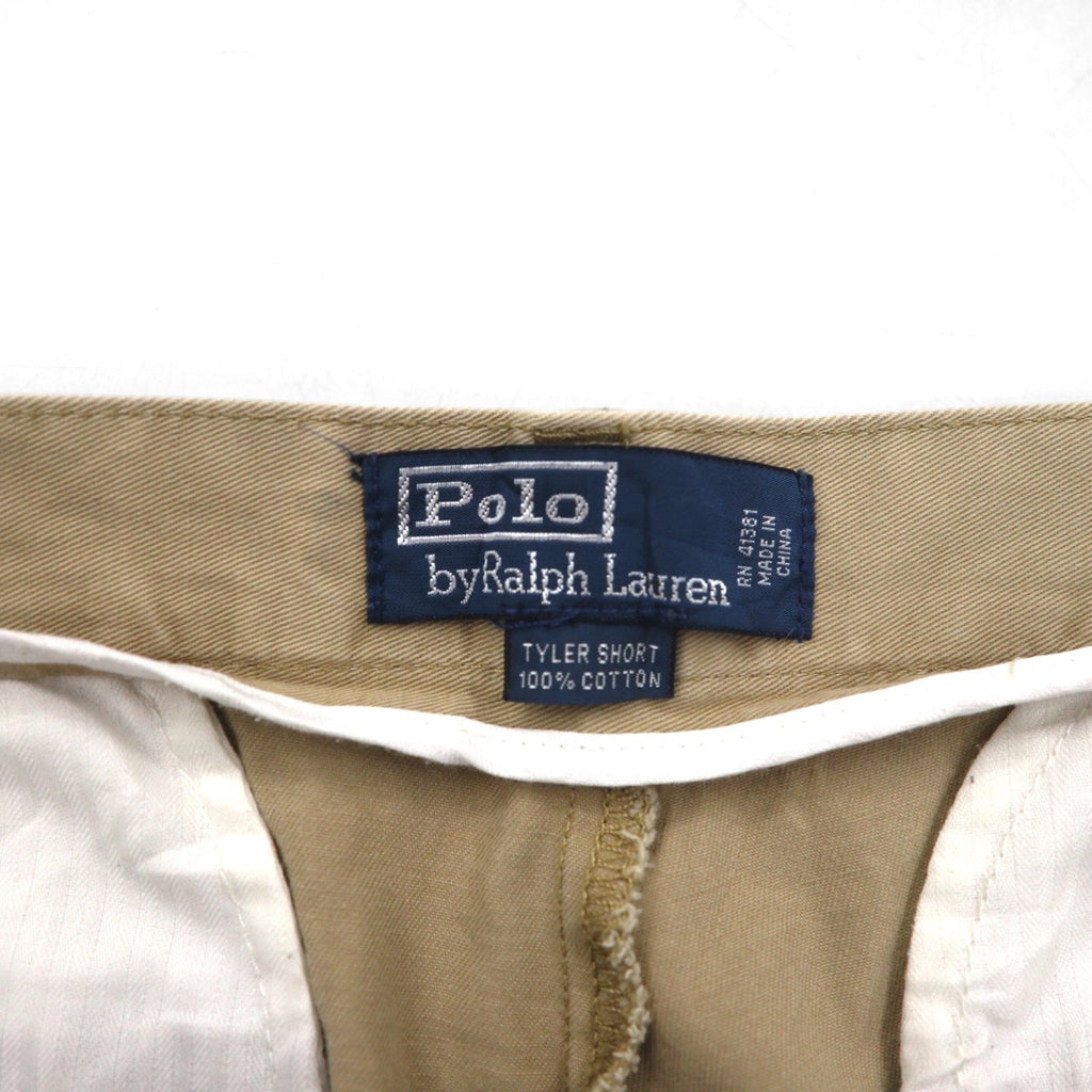 Polo by Ralph Lauren 90年代 ポロチノ TYLER SHORT 2タック ショートパンツ ハーフパンツ M ベージュ コットン