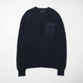 A|X ARMANI EXCHANGE コマンドセーター リブニット L ネイビー フラップ 胸ポケット