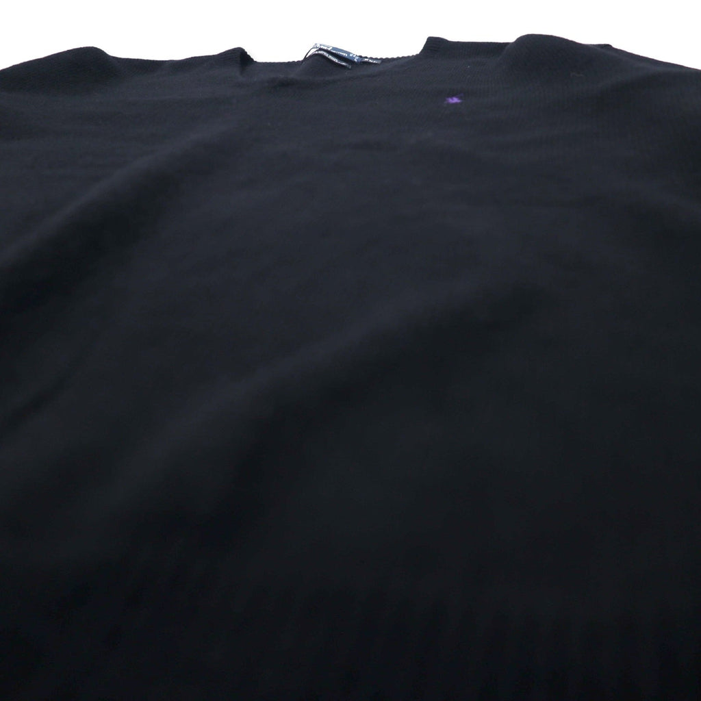 Polo by Ralph Lauren Maglione con scollo a V, taglia XXL, nero, in lana d'agnello, ricamo piccolo pony, taglia grande