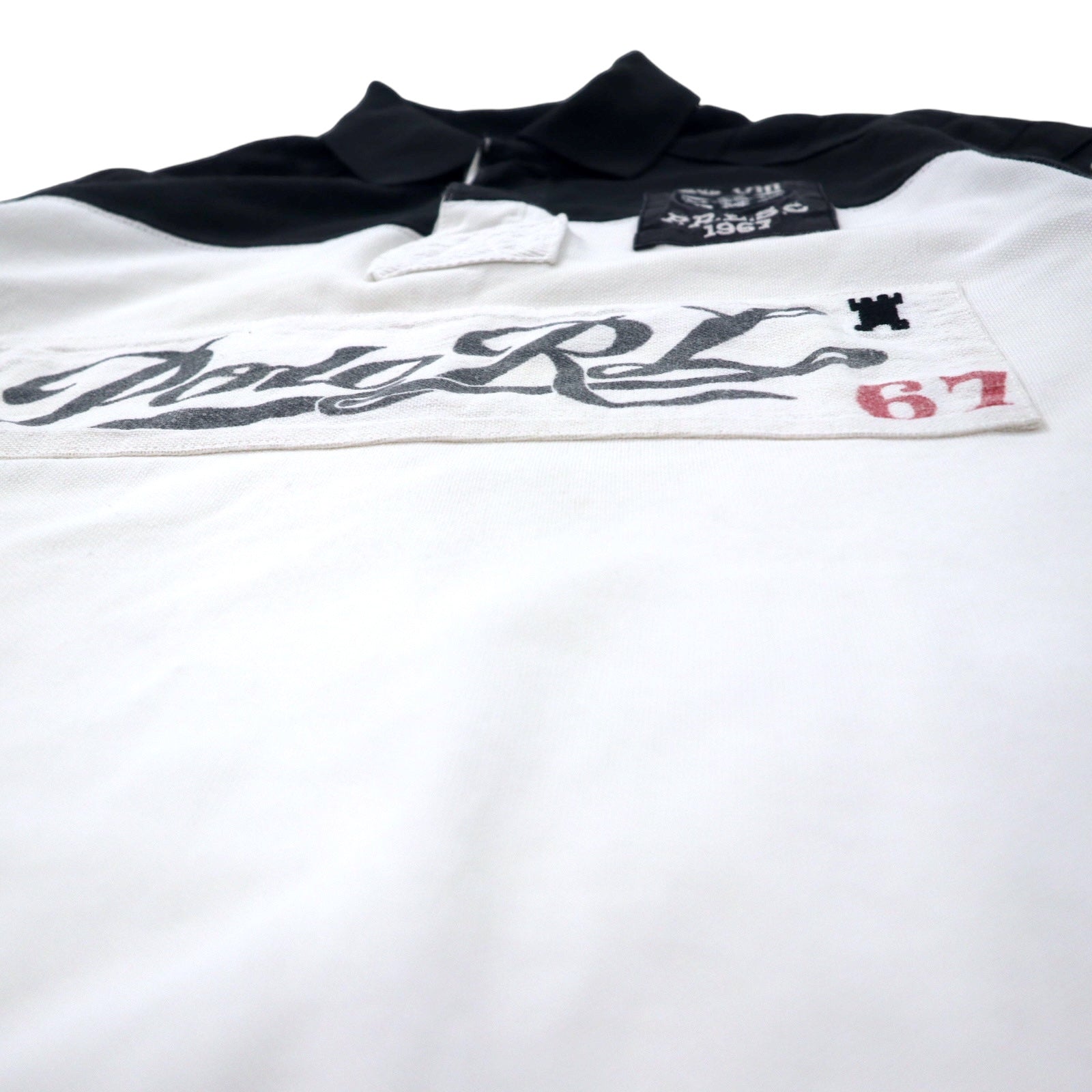 POLO RALPH LAUREN Polo, taglia M, nero, bianco, cotone piquet, CUSTOM FIT, logo ricamato, P.R.L.S.C, made in Sri Lanka