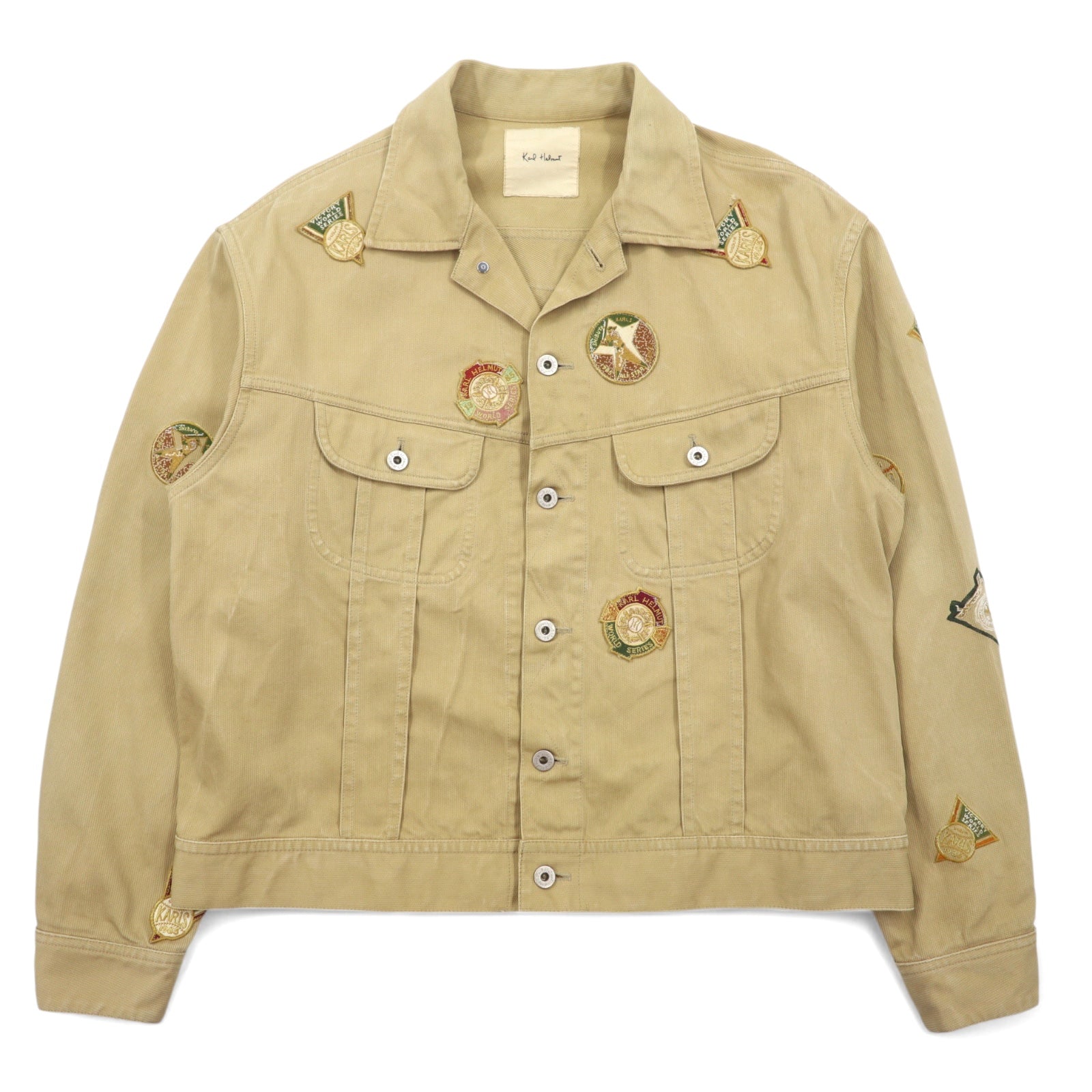 Karl Helmut (PINKHOUSE) Giacca trucker in velluto a coste M Beige Cotone con stemma Made in Japan