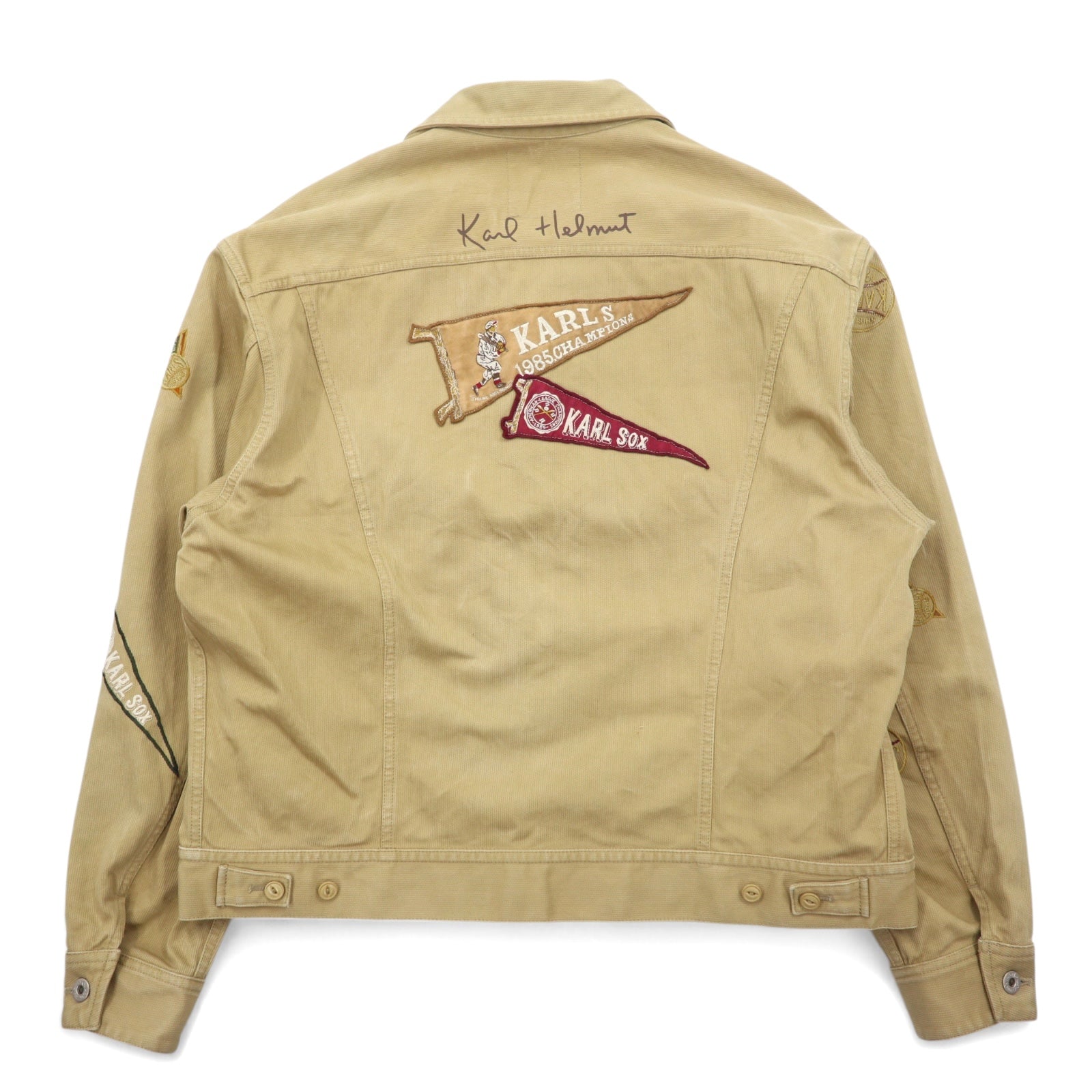 Karl Helmut (PINKHOUSE) Giacca trucker in velluto a coste M Beige Cotone con stemma Made in Japan